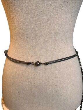 Gunmetal Mesh Chain Waist/Hip Belt with Decorative Beads, Hippie Festival